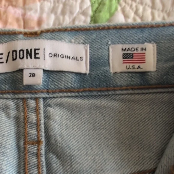 Re/Done Light Blue Jean Shorts with Patches - Picture 2 of 5